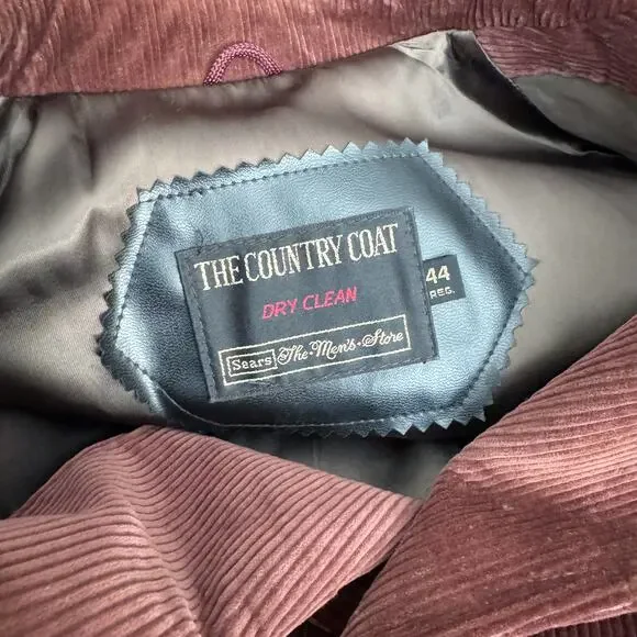 Vintage 70's Sears Men's Brown Corduroy Cotton Wool Country Coat Size 44 - Picture 7 of 8